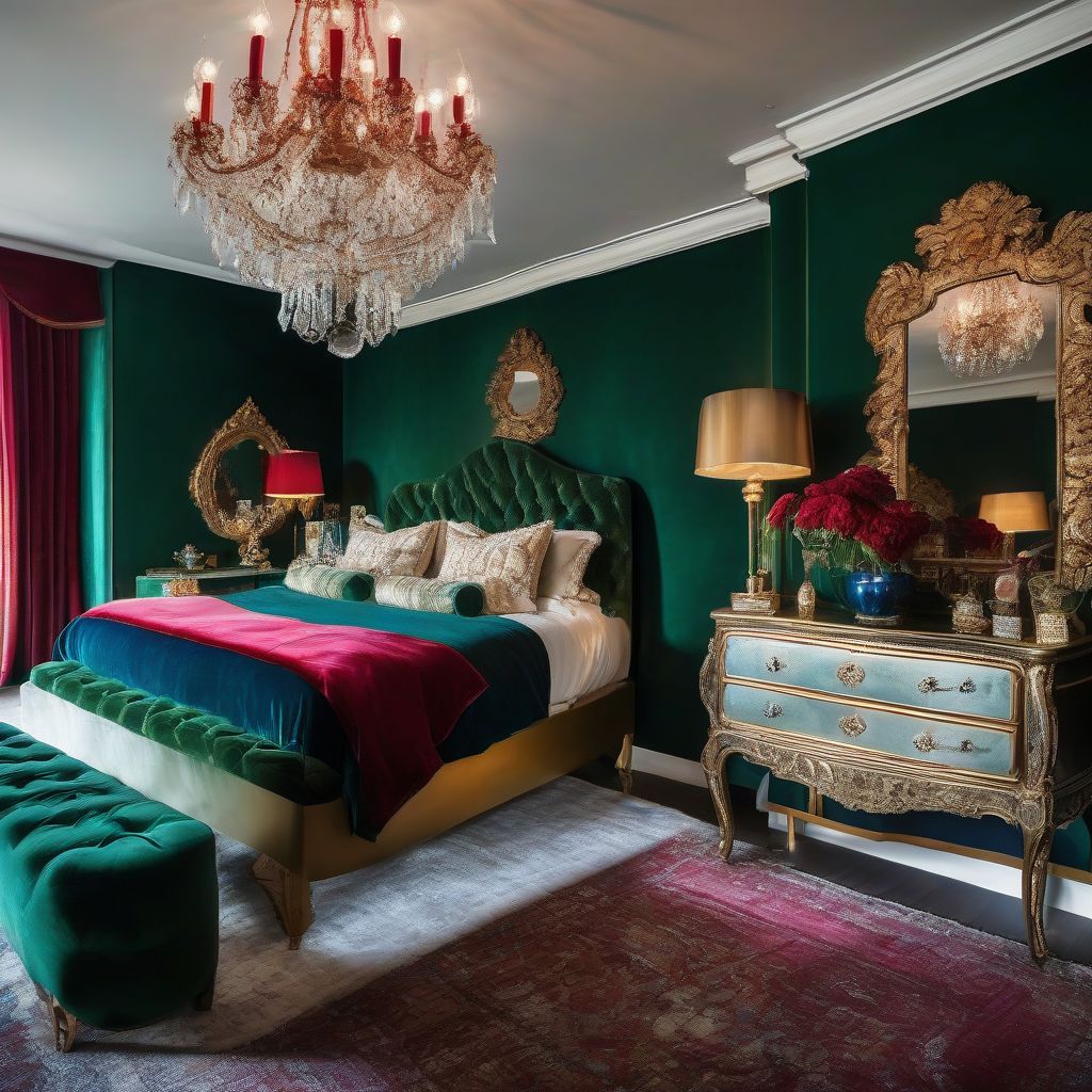 Luxurious Bedroom with Jewel Toned Accents